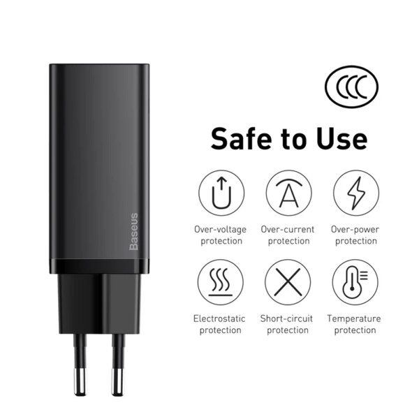Baseus GaN2 Lite 65W Fast Charger Dual USB-C PD Charger for Laptop Samsung 45W - Image 6