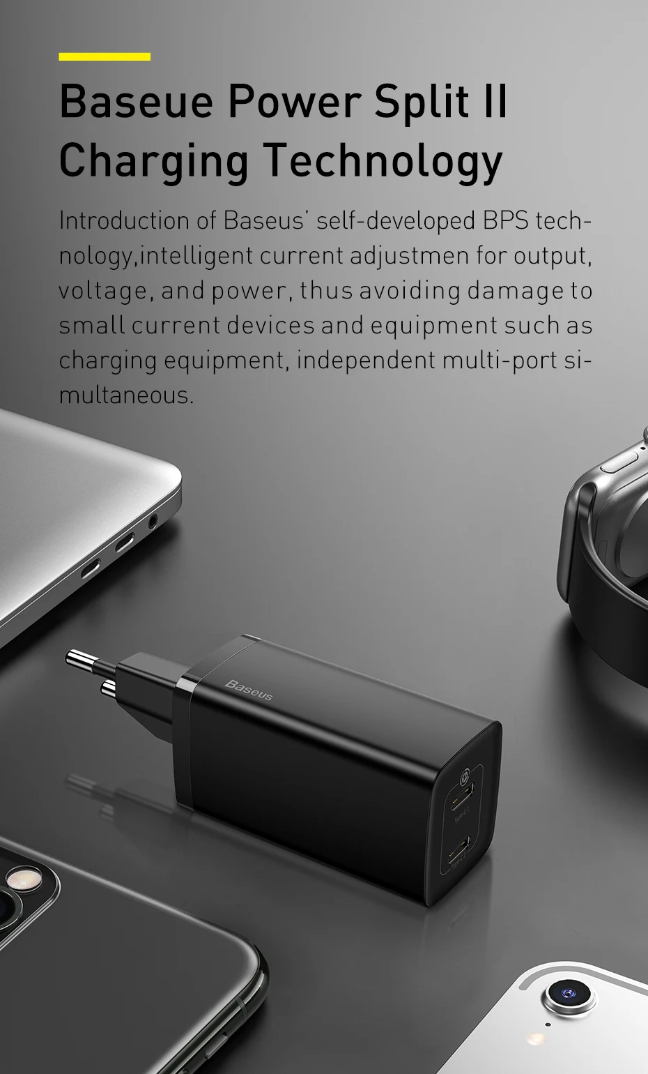 Baseus 65W GaN Charger Quick Charge 4.0 Type C PD Charger USB Charger for iPhone Samsung Xiaomi Fast Charger For Laptop