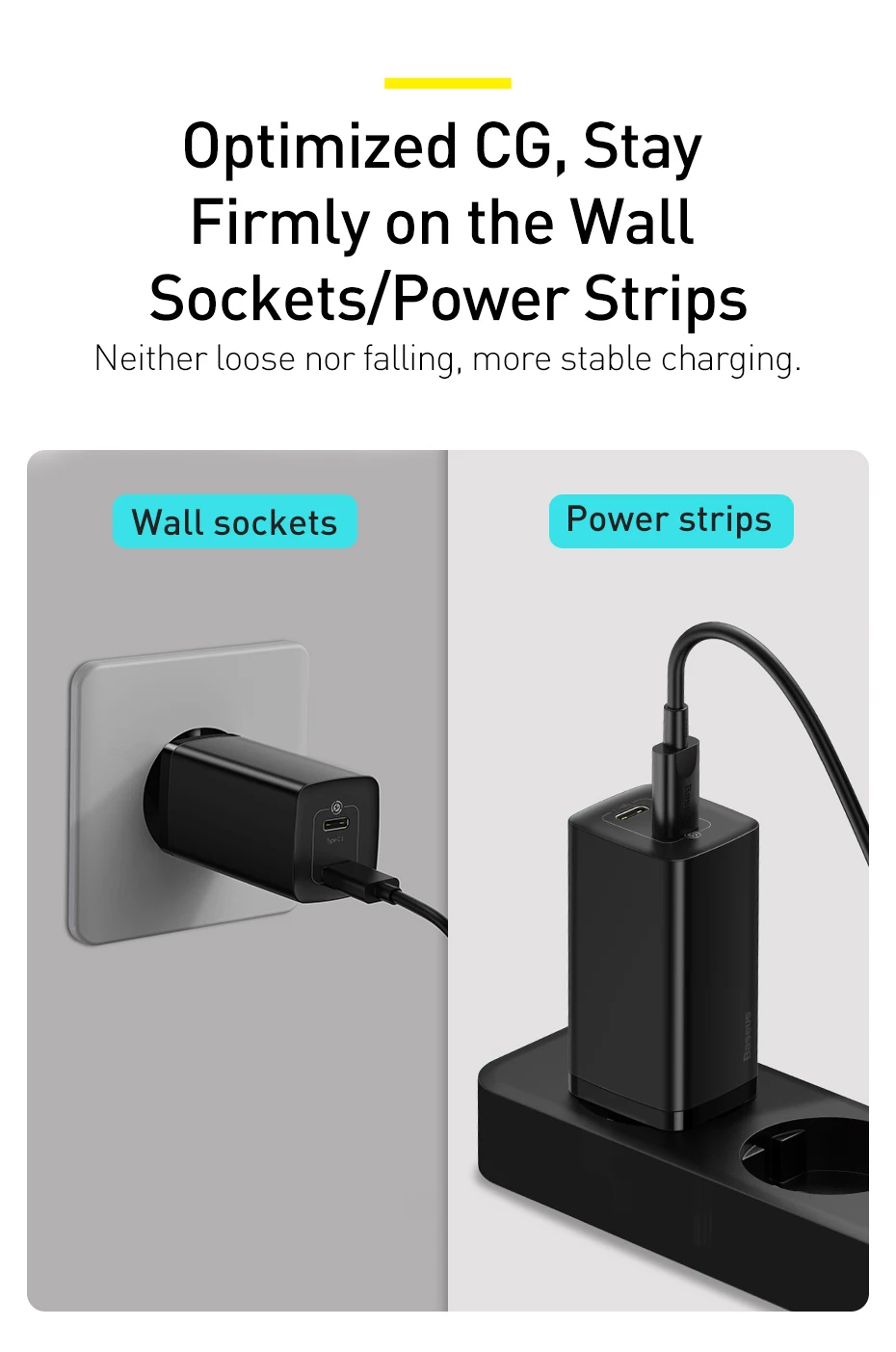 Baseus 65W GaN Charger Quick Charge 4.0 Type C PD Charger USB Charger for iPhone Samsung Xiaomi Fast Charger For Laptop