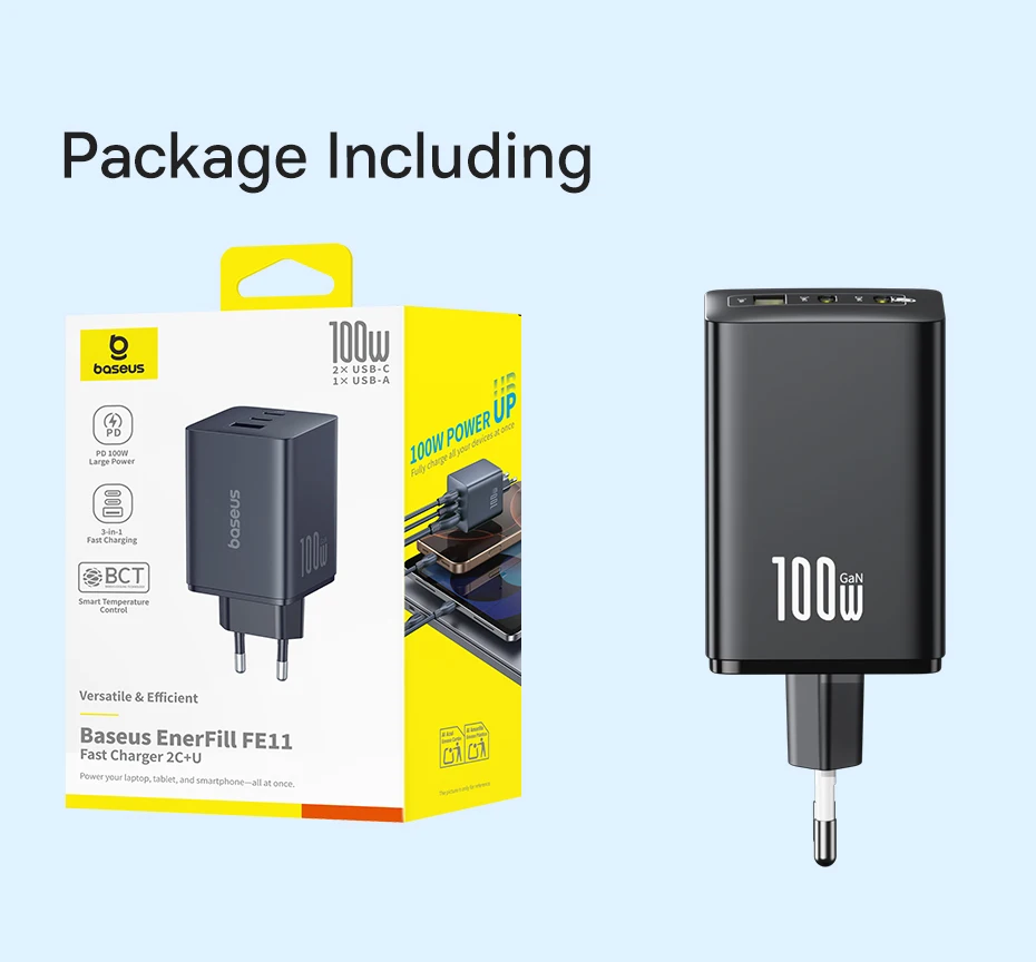 Baseus 100W Fast Charger GaN Charger For iPhone Xiaomi Samsung Laptop Tablet USB C Charger QC PD Charger USB Phone Charger