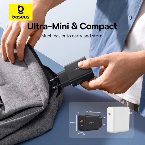 Baseus Cube 20W Fast Charger with Dual Ports - USB-C and USB-A - PD Compatible for iPhone 15 - Image 5