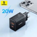 Baseus Cube 20W Fast Charger with Dual Ports - USB-C and USB-A - PD Compatible for iPhone 15