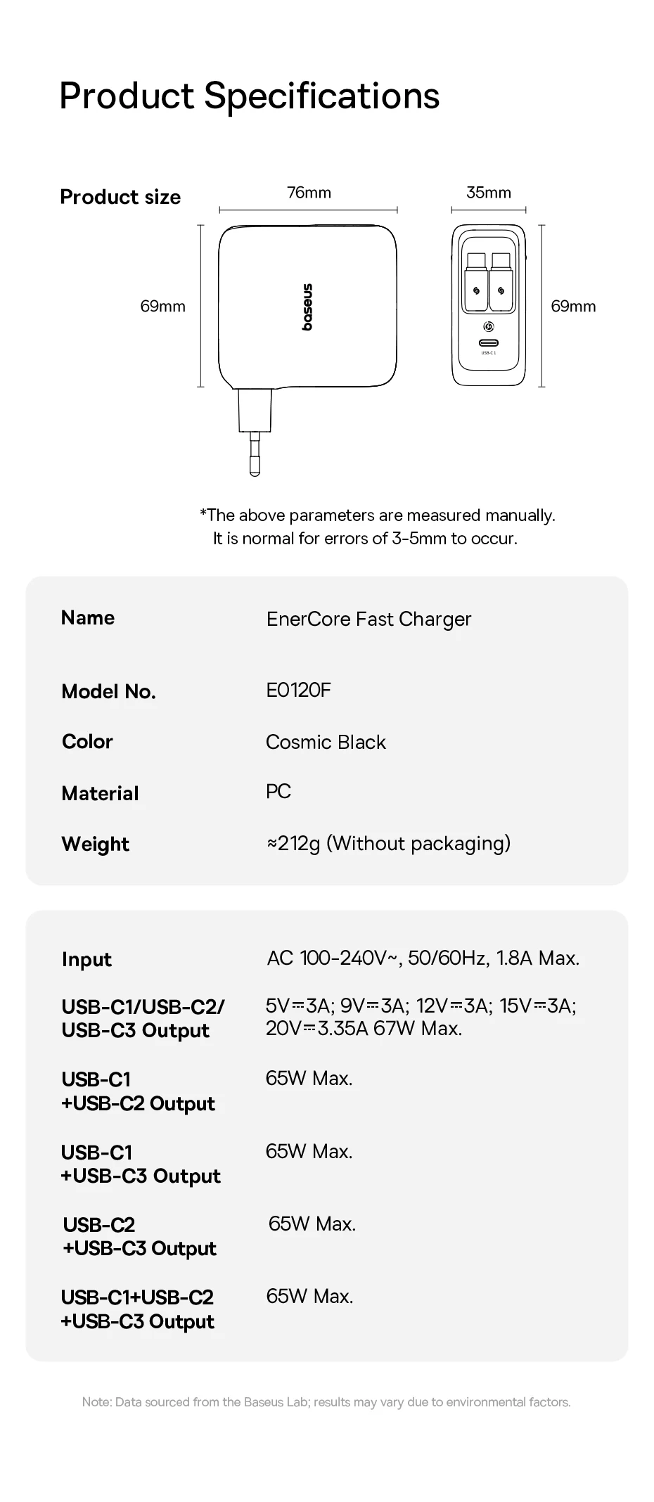 Baseus 67W Travel Charger GaN Charger With USB C Retractable Cable Fast Charger For iPhone Samsung POCO Laptop Charger PD QC PPS