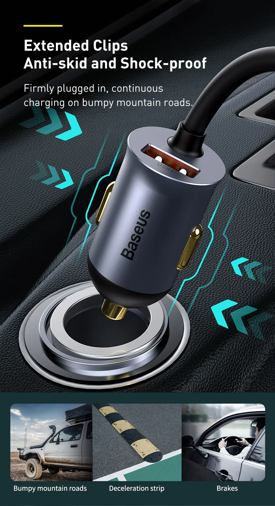 Baseus 120W PD Car Charger Quick Charger QC 3.0 PD 3.0 For iPhone 16 15 14 Samsung Type-C USB Charger Portable USB Phone Charger
