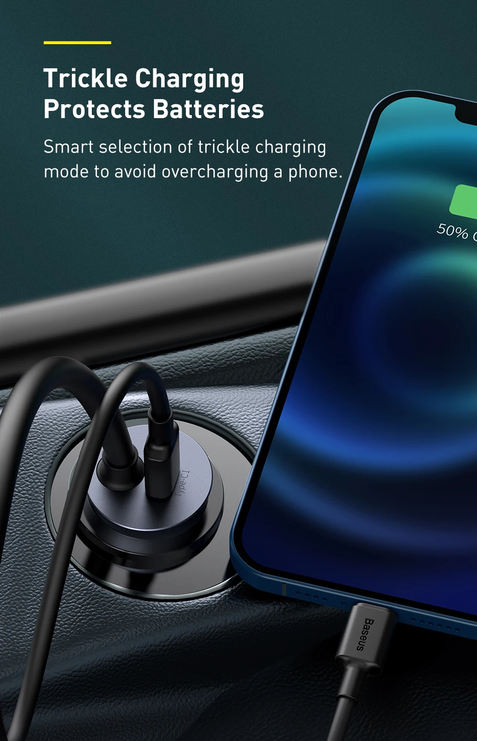Baseus 120W PD Car Charger Quick Charger QC 3.0 PD 3.0 For iPhone 16 15 14 Samsung Type-C USB Charger Portable USB Phone Charger
