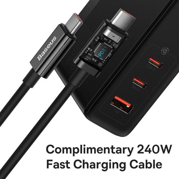 Baseus GaN Pro 140W PD3.1 Fast Charger 2C+U EU Plug Triple-Port Compact Wall Charger - Image 4