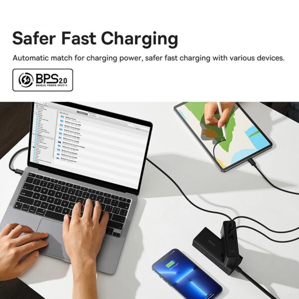 Baseus GaN Pro 140W PD3.1 Fast Charger 2C+U EU Plug Triple-Port Compact Wall Charger - Image 5