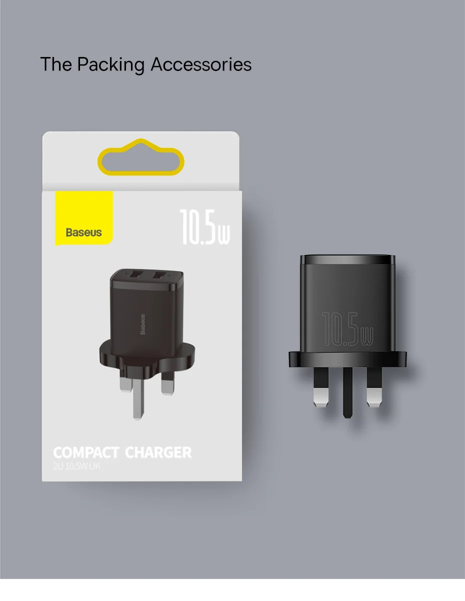 Baseus 10.5W USB Travel Charger Mini Portable Wall Adapter Charger Dual Port Phone Charging For iPhone Huawei Xiaomi