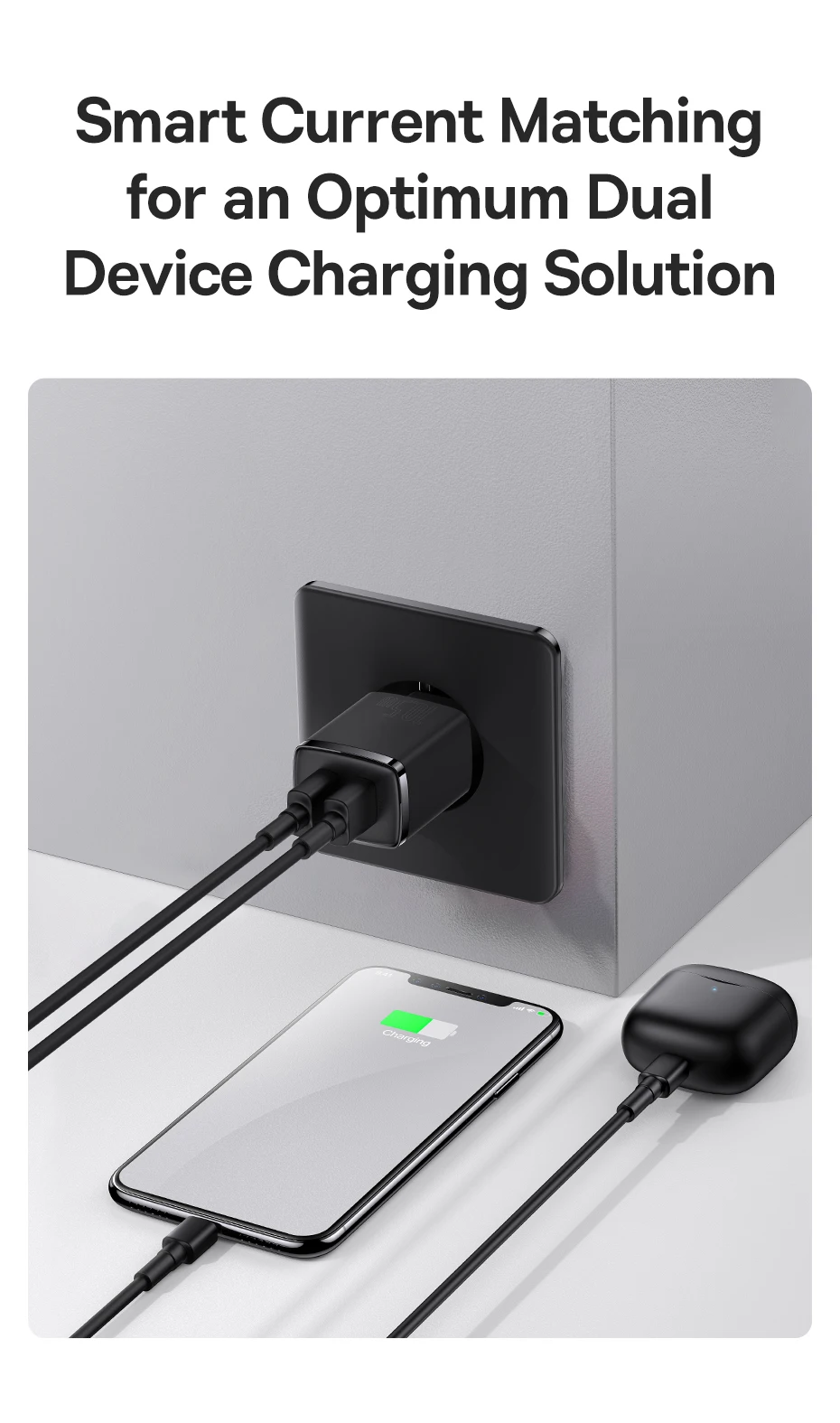 Baseus 10.5W USB Travel Charger Mini Portable Wall Adapter Charger Dual Port Phone Charging For iPhone Huawei Xiaomi