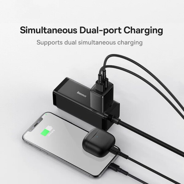Baseus Compact Charger 2U 10.5W Dual Port USB Wall Plug Adapter - Image 3