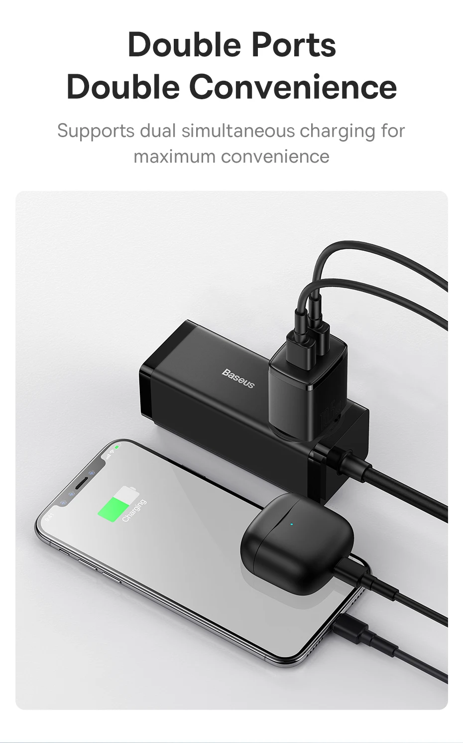 Baseus 10.5W USB Travel Charger Mini Portable Wall Adapter Charger Dual Port Phone Charging For iPhone Huawei Xiaomi
