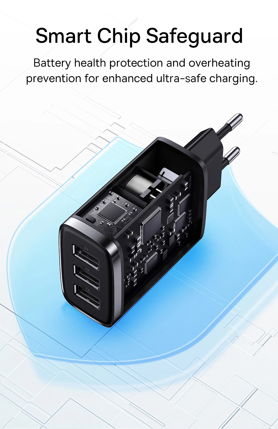 Baseus 17W USB Charger Universal Portable 3 Ports Travel Wall Adapter Portable Charger Safe Charging For iPhone Xiaomi Samsung Baseus 17W USB Charger Universal Portable 3 Ports Travel Wall Adapter Portable Charger Safe Charging For iPhone Xiaomi Samsung