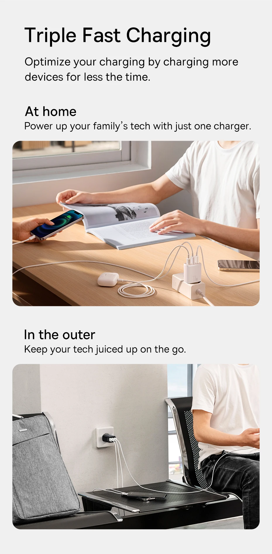 Baseus 17W USB Charger Universal Portable 3 Ports Travel Wall Adapter Portable Charger Safe Charging For iPhone Xiaomi Samsung Baseus 17W USB Charger Universal Portable 3 Ports Travel Wall Adapter Portable Charger Safe Charging For iPhone Xiaomi Samsung