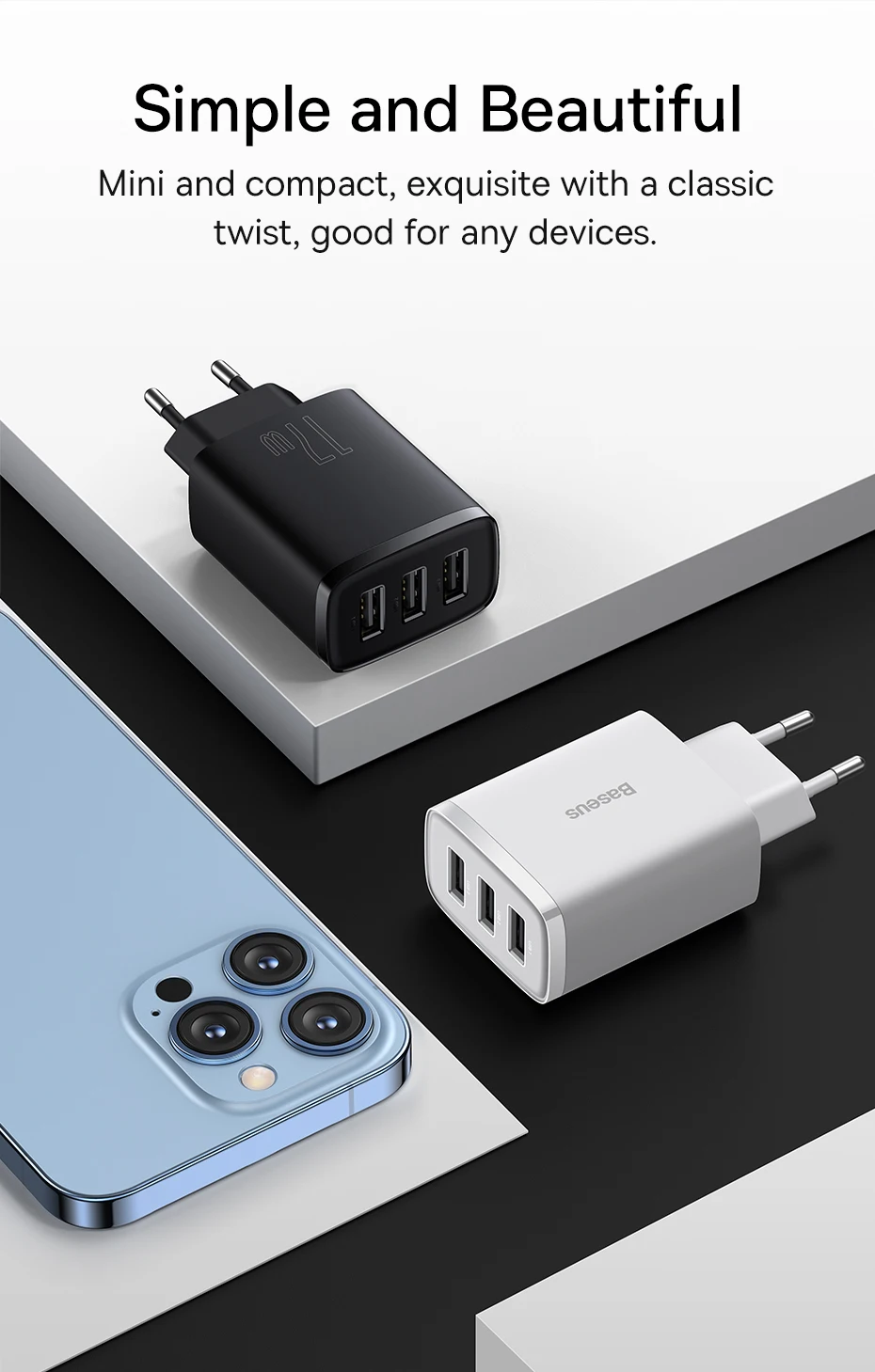 Baseus 17W USB Charger Universal Portable 3 Ports Travel Wall Adapter Portable Charger Safe Charging For iPhone Xiaomi Samsung Baseus 17W USB Charger Universal Portable 3 Ports Travel Wall Adapter Portable Charger Safe Charging For iPhone Xiaomi Samsung