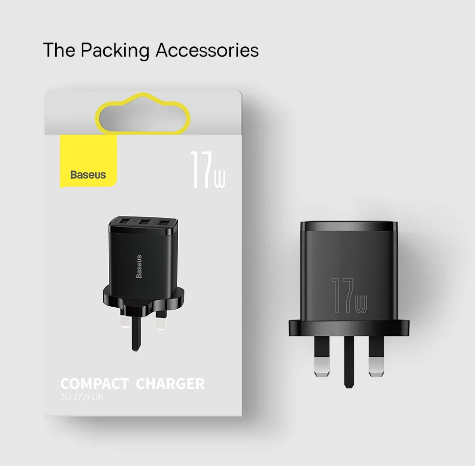 Baseus 17W USB Charger Universal Portable 3 Ports Travel Wall Adapter Portable Charger Safe Charging For iPhone Xiaomi Samsung Baseus 17W USB Charger Universal Portable 3 Ports Travel Wall Adapter Portable Charger Safe Charging For iPhone Xiaomi Samsung