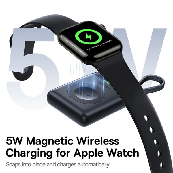 Baseus EnerFill FW11 Portable Wireless Charger for Apple Watch 5W 1640mAh Built-in Cable - Image 3