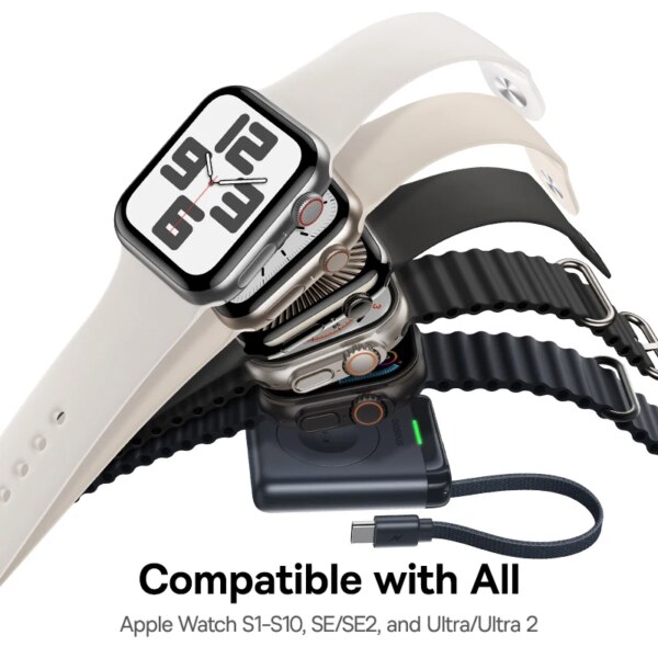 Baseus EnerFill FW11 Portable Wireless Charger for Apple Watch 5W 1640mAh Built-in Cable - Image 6