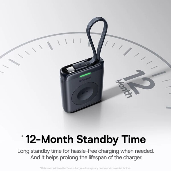 Baseus EnerFill FW11 Portable Wireless Charger for Apple Watch 5W 1640mAh Built-in Cable - Image 5