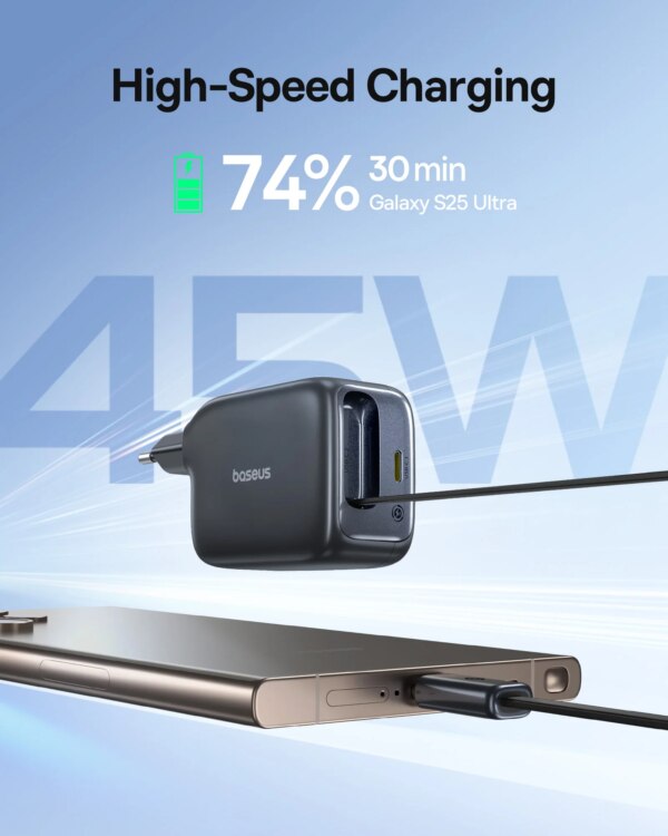 Baseus EnerCore CJ11 45W Retractable USB-C Charger with AI Real-Time Monitoring - Image 3