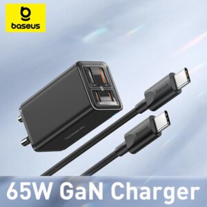 Baseus GaNPro 65W Fast Charger USB-C PD Power Adapter with Multiple Ports