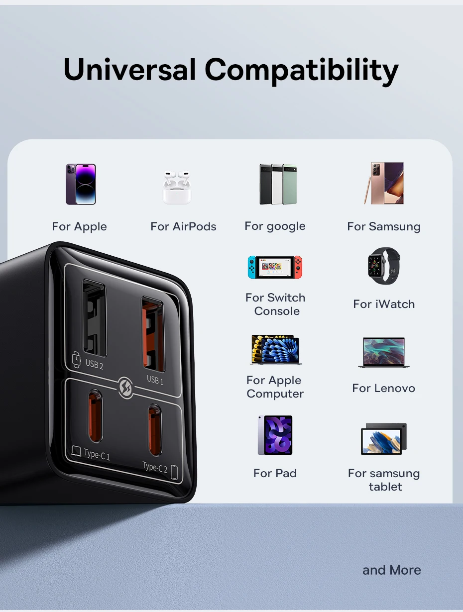 【New Sale】Baseus 65W USB C Charger GaN Charger Support QC PPS PD Charge Portable Fast Charger For iPhone 16 15 Laptop Charger