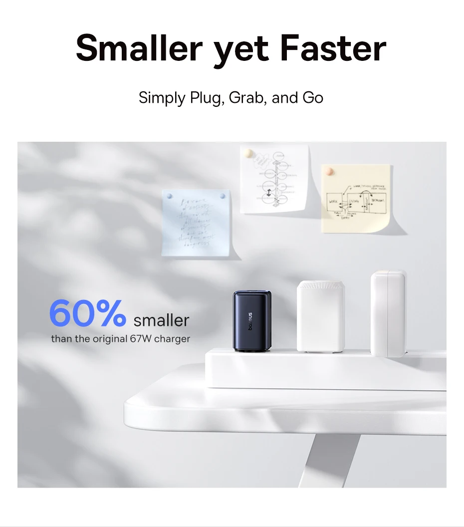 Baseus Picogo 67W GaN Charger PD Charge Type C USB Charger Support PD QC PPS Mini Phone Charger Travel Charger Portable