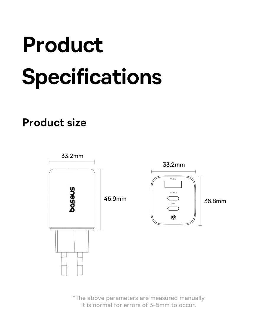 Baseus Picogo 67W GaN Charger PD Charge Type C USB Charger Support PD QC PPS Mini Phone Charger Travel Charger Portable