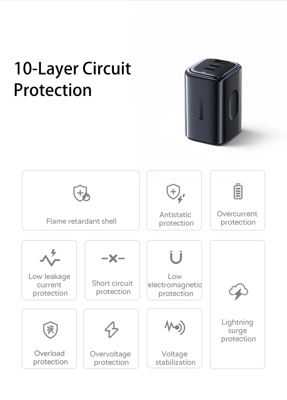 Baseus Picogo 67W GaN Charger PD Charge Type C USB Charger Support PD QC PPS Mini Phone Charger Travel Charger Portable