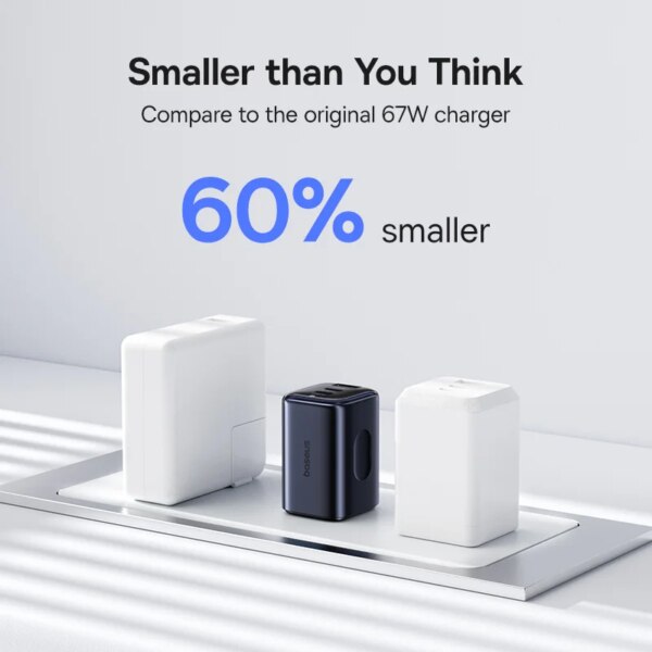 Baseus PicoGo 67W Fast Charger GaN Triple Port USB-C Wall Charger - Image 3
