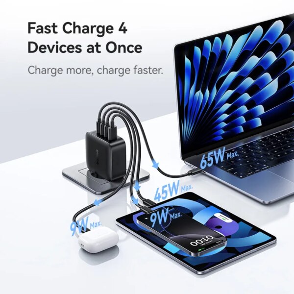 Baseus EnerFill FH11 GaN Fast Charger 140W Compact 4-Port USB-C PD Power Adapter - Image 5