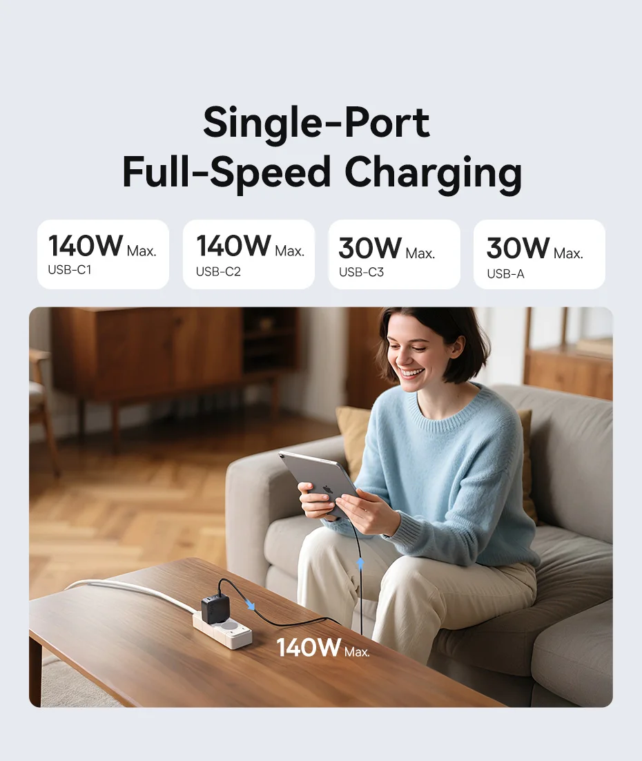 【New Sale】Baseus 140W Charger PD Charger USB C Charger Fast Charge For Macbook Tablet Phone Charger For iPhone 16 15 14