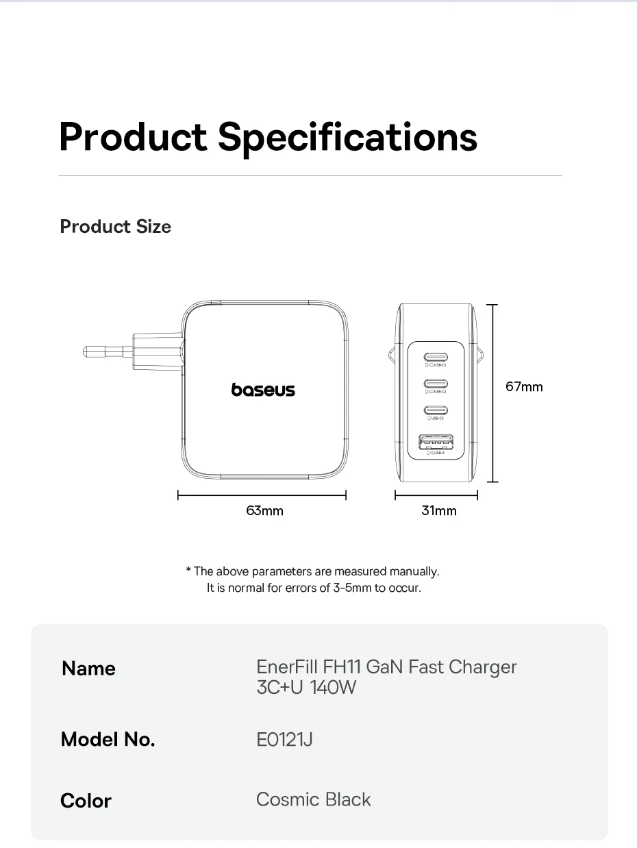 【New Sale】Baseus 140W Charger PD Charger USB C Charger Fast Charge For Macbook Tablet Phone Charger For iPhone 16 15 14