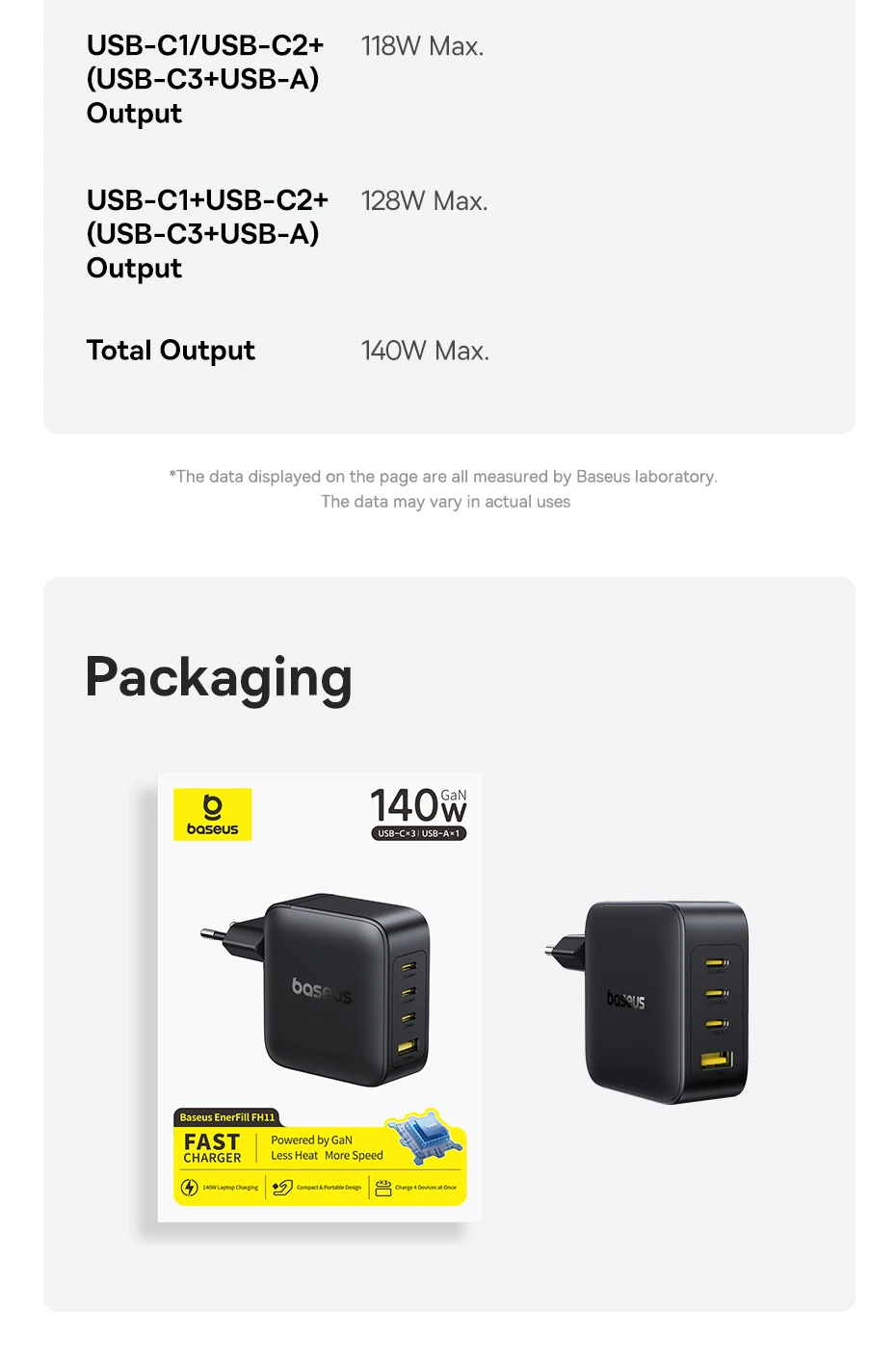 【New Sale】Baseus 140W Charger PD Charger USB C Charger Fast Charge For Macbook Tablet Phone Charger For iPhone 16 15 14