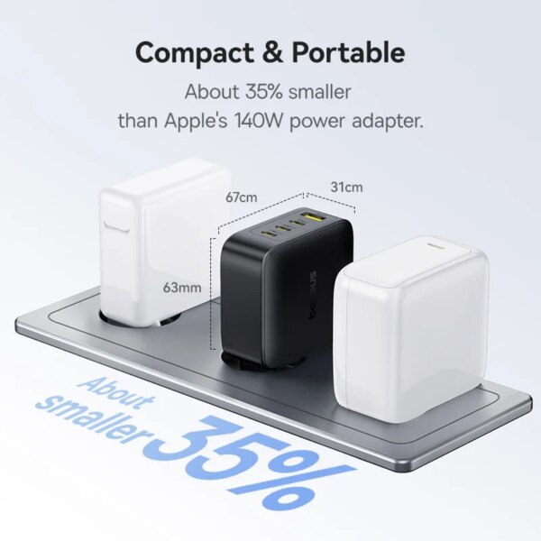 Baseus EnerFill FH11 GaN Fast Charger 140W 4-Port USB-C PD Compact Power Adapter - Image 4