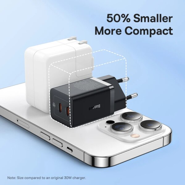 Baseus 40W GaN Pro Fast Charger Dual USB-C Port Compact PD Charger - Image 4