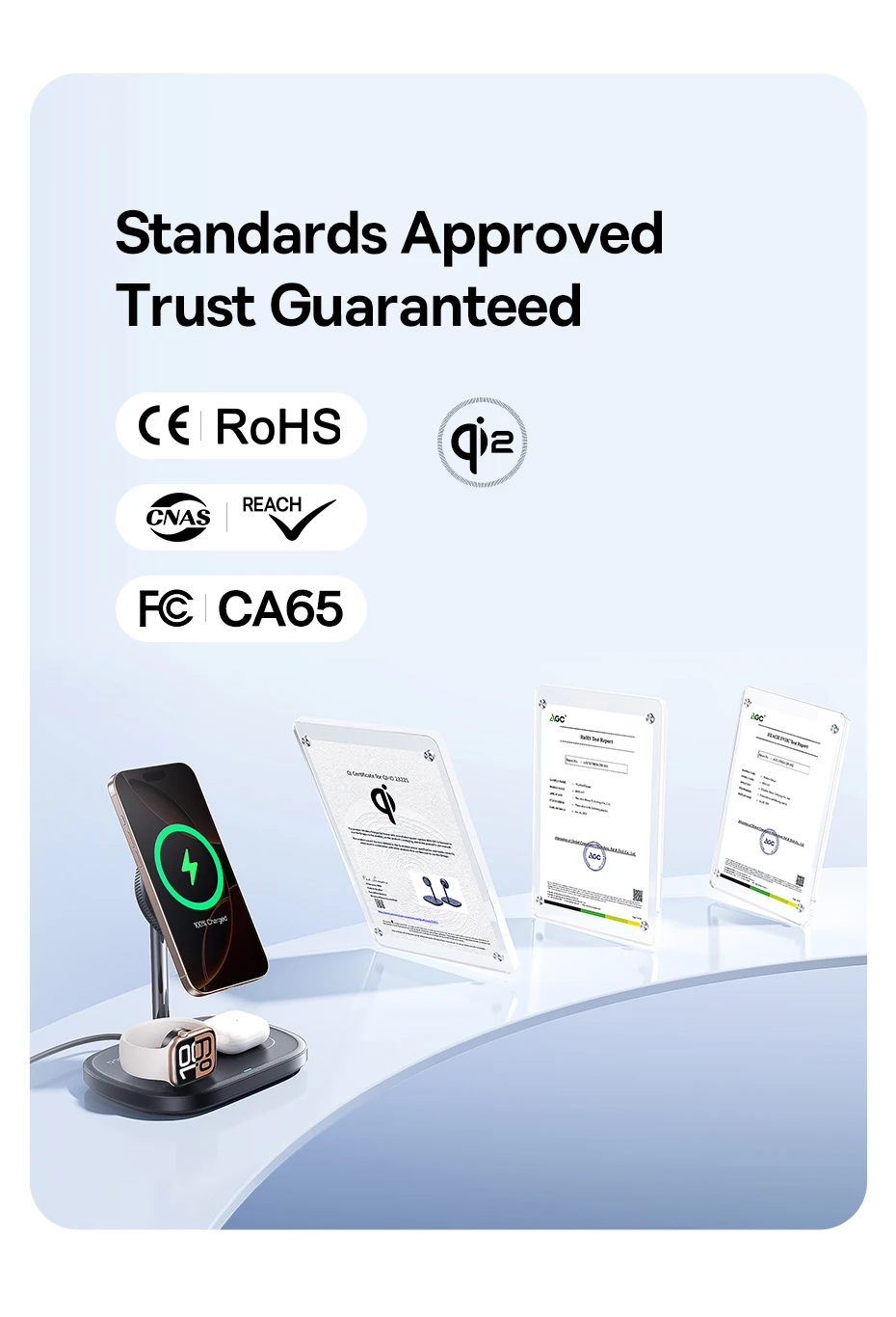 Baseus 3-in-1 Wireless Charging Stand Qi2 15W Magnetic Fast Charging TEC Cooling For iPhone 16 15 14 AirPods Apple Watch