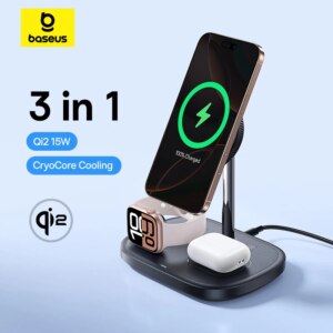 Baseus EnerFill FS41 3-in-1 Wireless Charging Station with TEC CryoCore Cooling 15W for iPhone