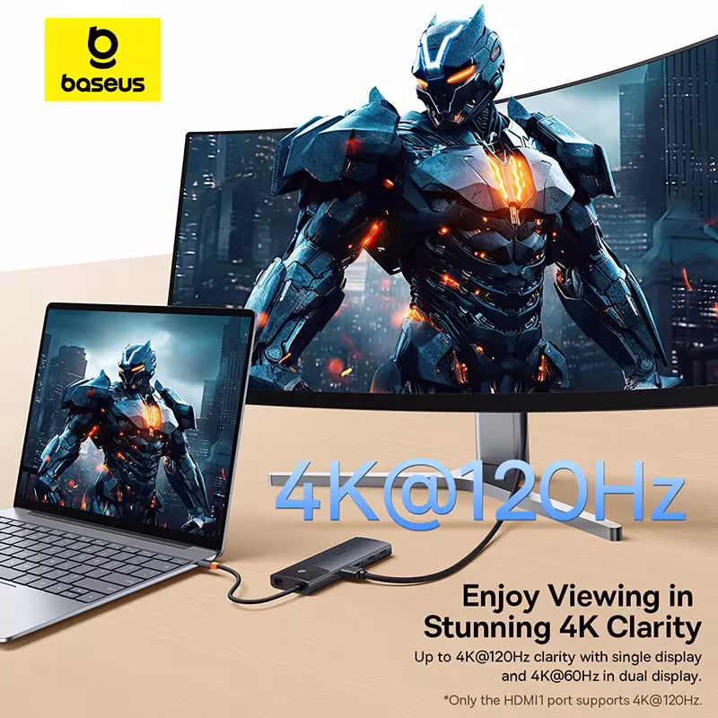 Baseus Metal Gleam Series II 10-in-1 USB C Hub Dual Display 4K@120Hz PD 100W Baseus Metal Gleam Series II 10-in-1 USB C Hub Dual Display 4K@120Hz PD 100W - Image 2