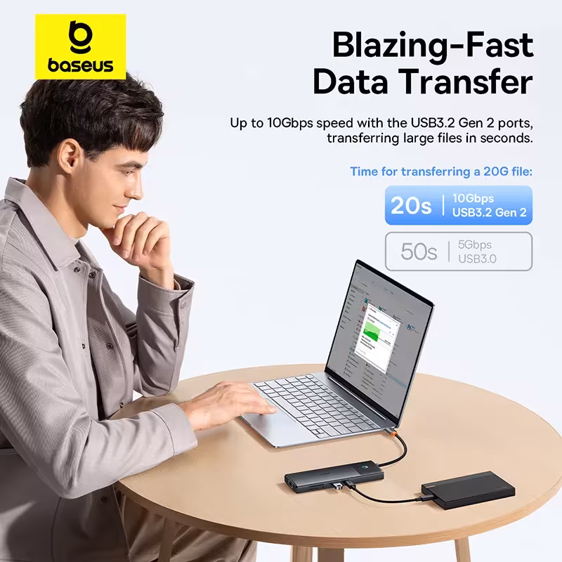 Baseus Metal Gleam Series II 10-in-1 USB C Hub Dual Display 4K@120Hz PD 100W Baseus Metal Gleam Series II 10-in-1 USB C Hub Dual Display 4K@120Hz PD 100W - Image 5