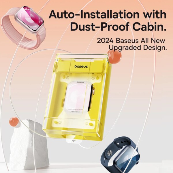Baseus Auto-Install Dust-Proof Screen Protector for Smartwatch - Curved Full Coverage, Anti-Reflection - Image 2