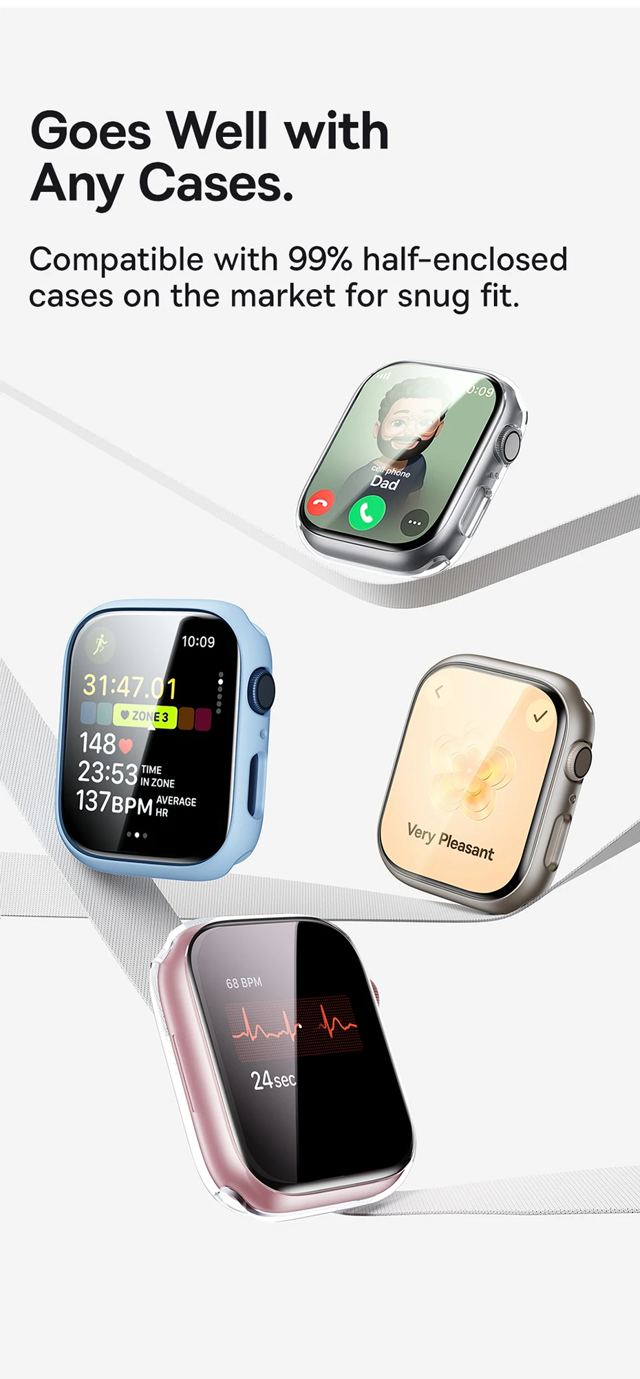 Baseus Screen Protector for Apple Watch 10 9 8 7 6 5 4 SE 46/42/45/41/44/40mm Hydrogel Film for iWatch Ultra 2 1 49mm Protective