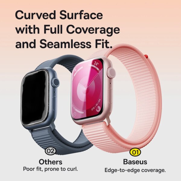 Baseus Auto-Install Dust-Proof Screen Protector for Smartwatch - Curved Full Coverage, Anti-Reflection - Image 4