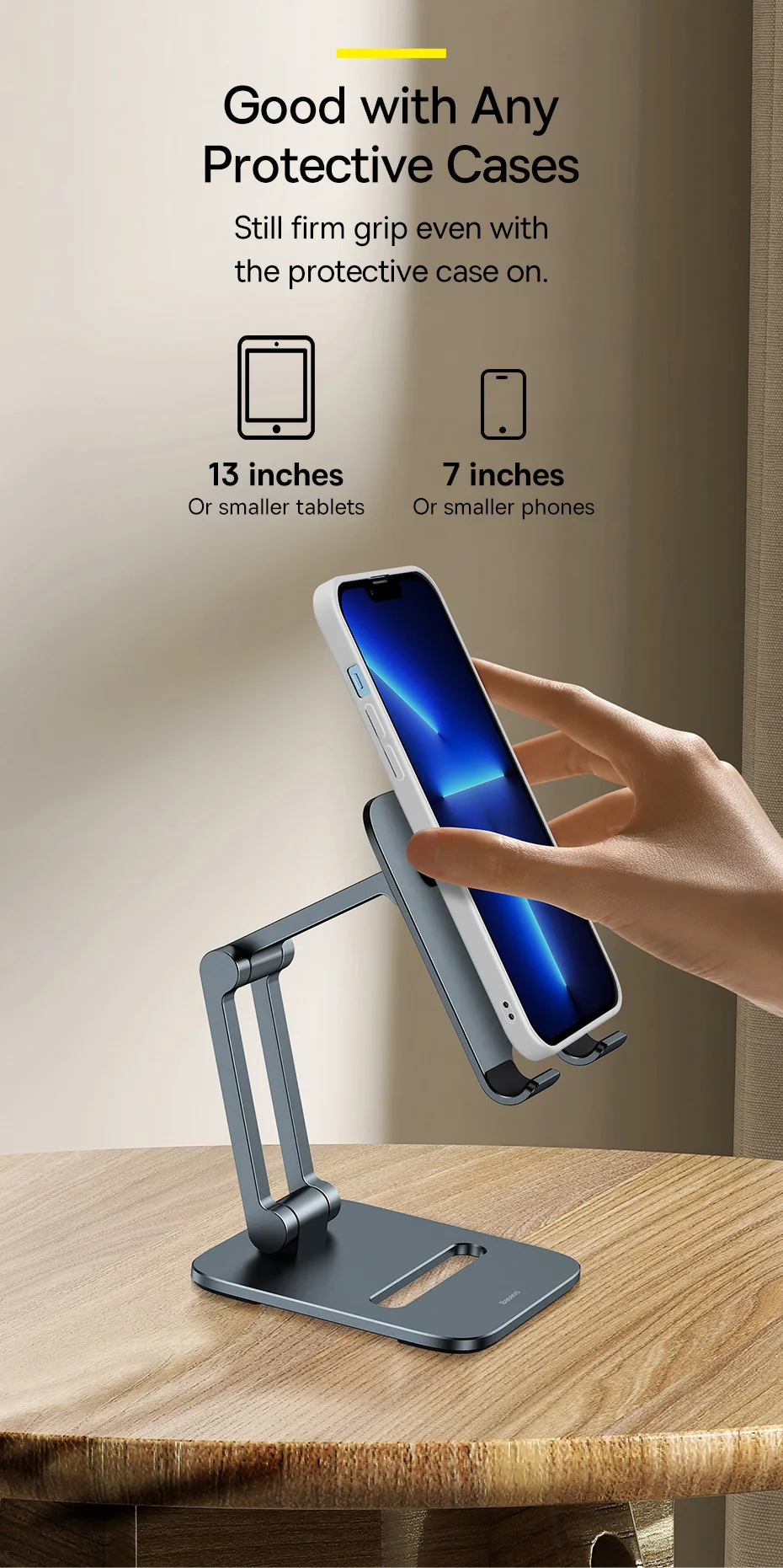Baseus Phone Holder Aluminum Alloy Cell Phone Tablet Stand for iPad Mini for iPhone 16 15 14 Pro Max Samsung Mobile Phone Stand