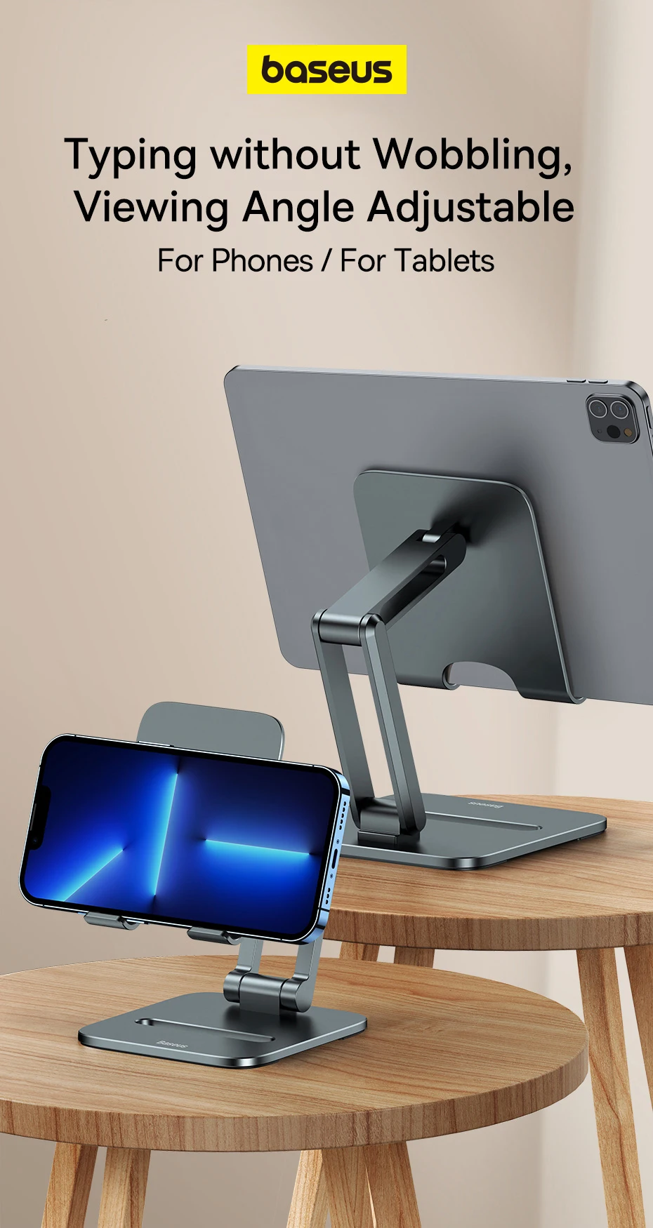 Baseus Phone Holder Aluminum Alloy Cell Phone Tablet Stand for iPad Mini for iPhone 16 15 14 Pro Max Samsung Mobile Phone Stand