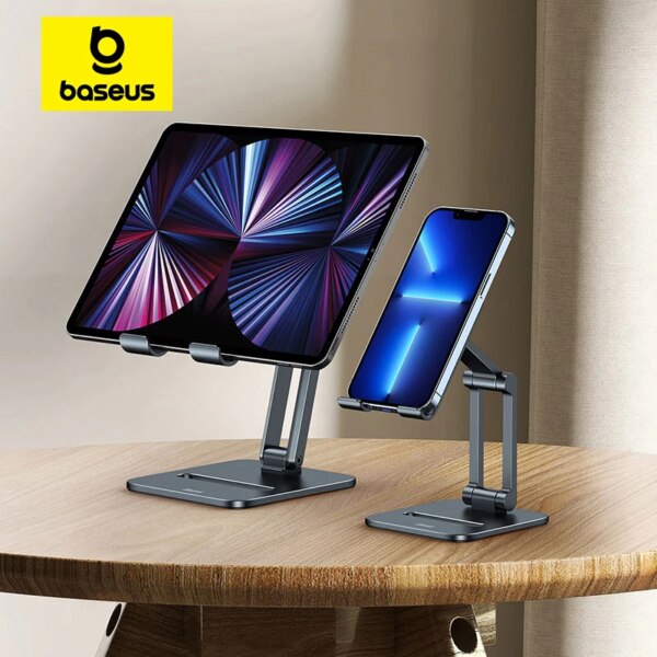 Baseus Biaxial Foldable Metal Stand for Tablets and Phones - Adjustable Desktop Holder