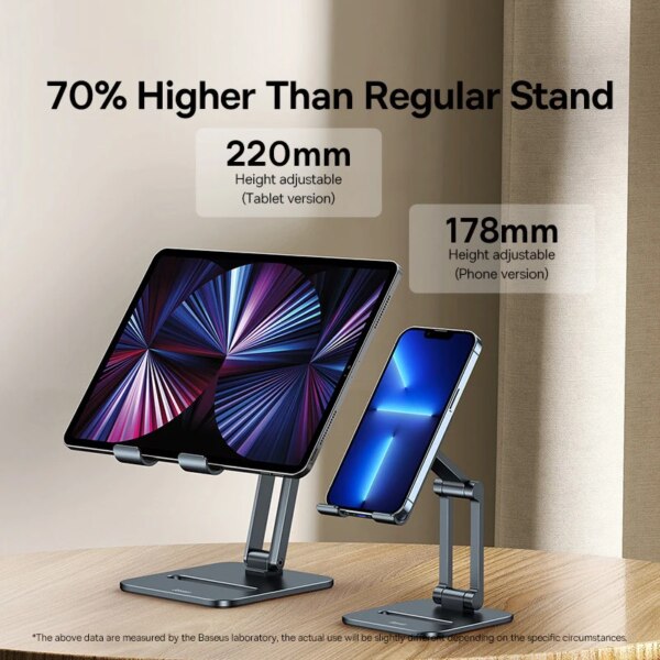Baseus Biaxial Foldable Metal Stand for Tablets and Phones - Adjustable Desktop Holder - Image 3