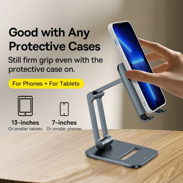 Baseus Biaxial Foldable Metal Stand for Tablets and Phones - Adjustable Desktop Holder - Image 2