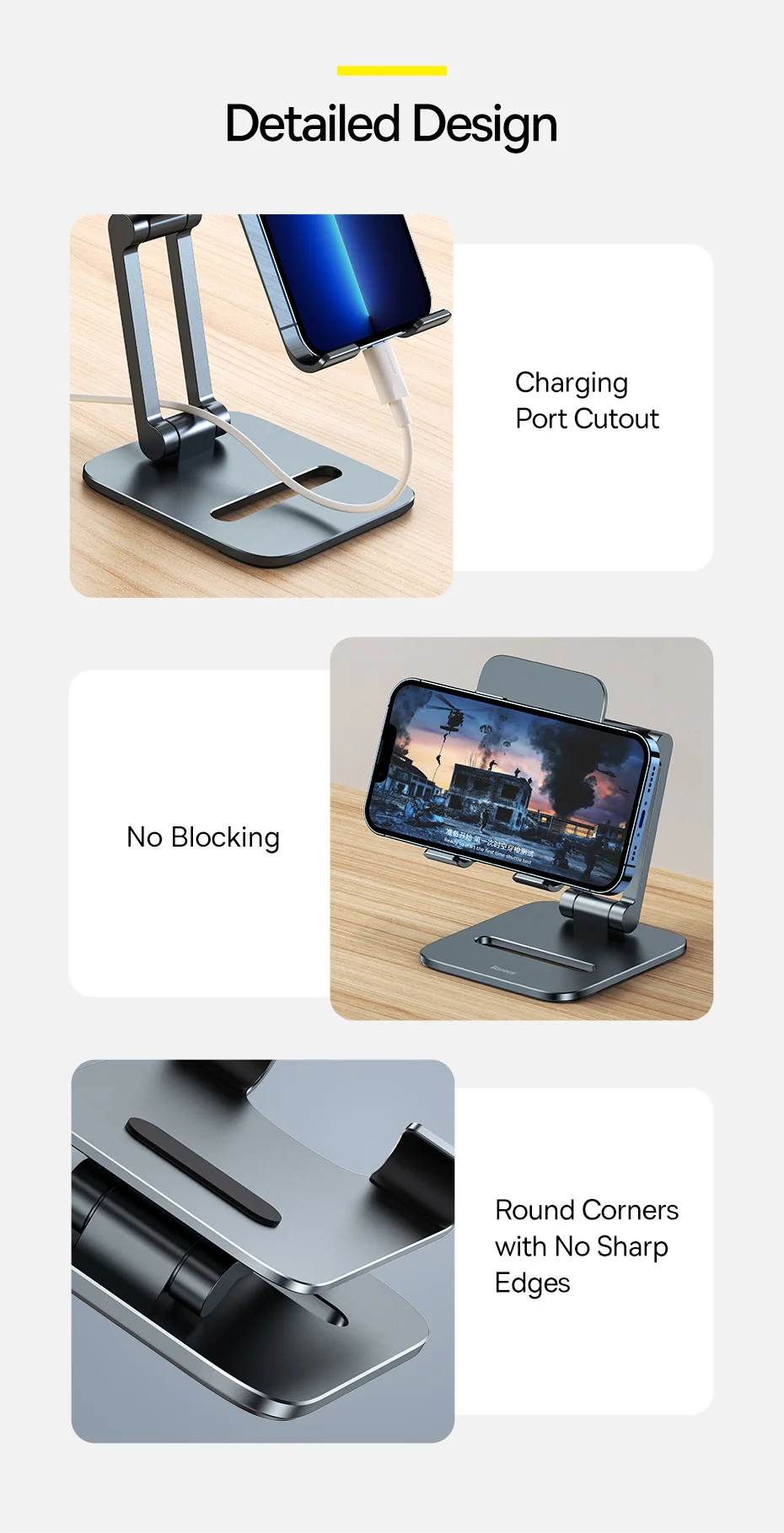Baseus Phone Holder Aluminum Alloy Cell Phone Tablet Stand for iPad Mini for iPhone 16 15 14 Pro Max Samsung Mobile Phone Stand