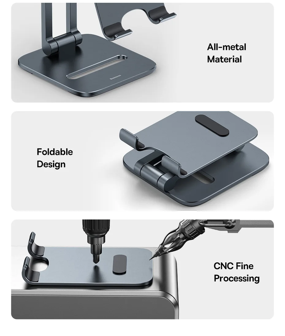 Baseus Phone Holder Aluminum Alloy Cell Phone Tablet Stand for iPad Mini for iPhone 16 15 14 Pro Max Samsung Mobile Phone Stand