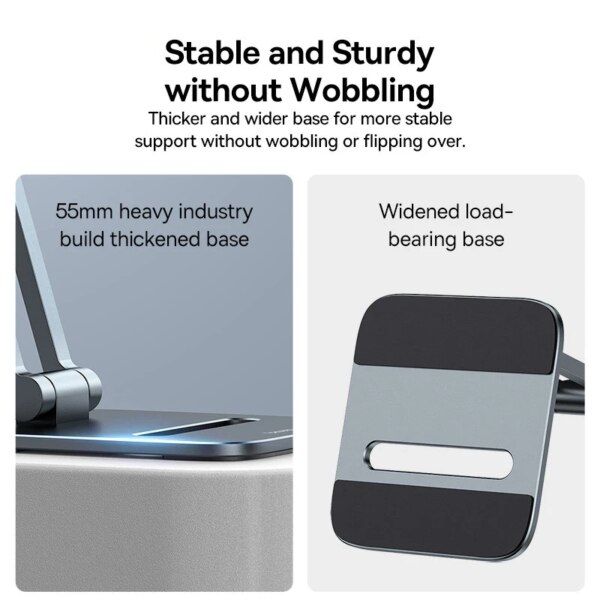 Baseus Biaxial Foldable Metal Stand for Tablets and Phones - Adjustable Desktop Holder - Image 4